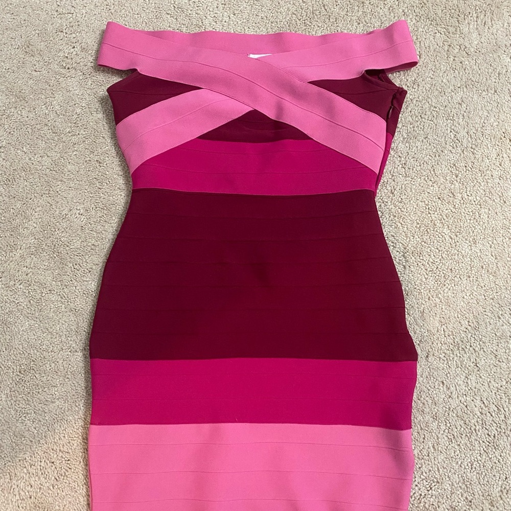 Pink and Burgundy Bandage Dress